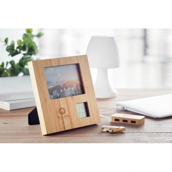 Product image 1 for Bamboo Photo Frame with Clock